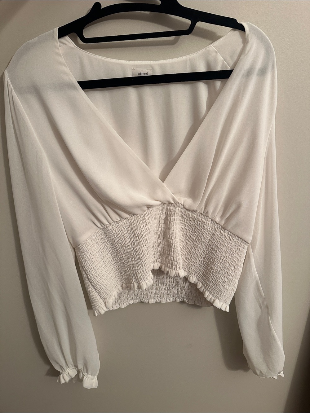 Wilfred Cream V-Neck Smocked-Waist Blouse